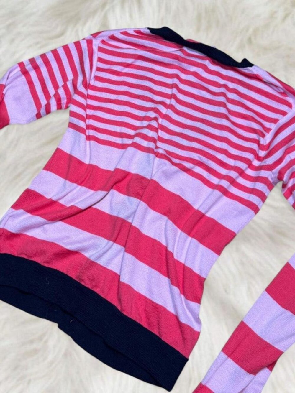 Juicy Couture Pink & Purple Striped Cardigan with Navy Trim - Picture 2 of 4